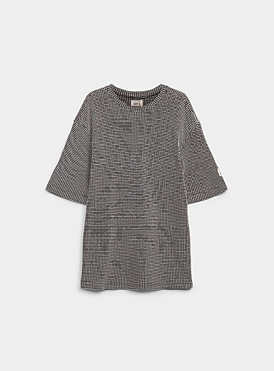Le 31 Black Two-tone waffle jacquard T-shirt for men