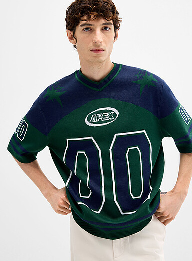 Athletic-inspired jacquard knit jersey