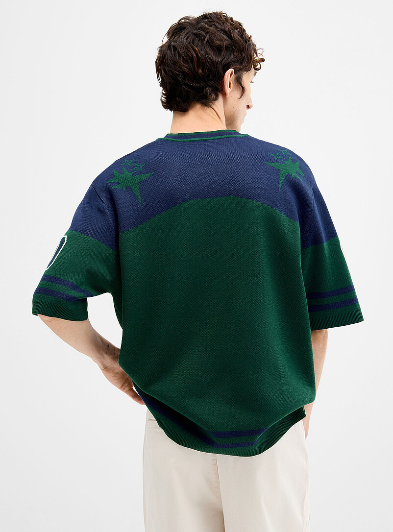 Djab Green Athletic jacquard knit jersey for men