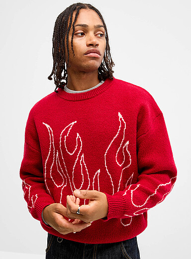 Flame jacquard loose sweater