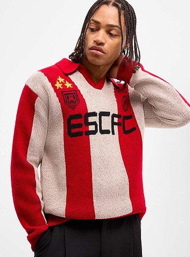 Djab Red Athletic long-sleeve knit polo for men