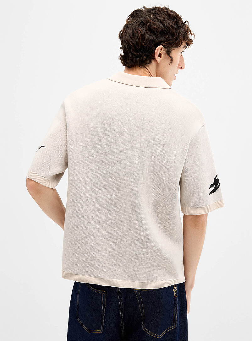 Racing jacquard shirt-collar cardigan product image 3