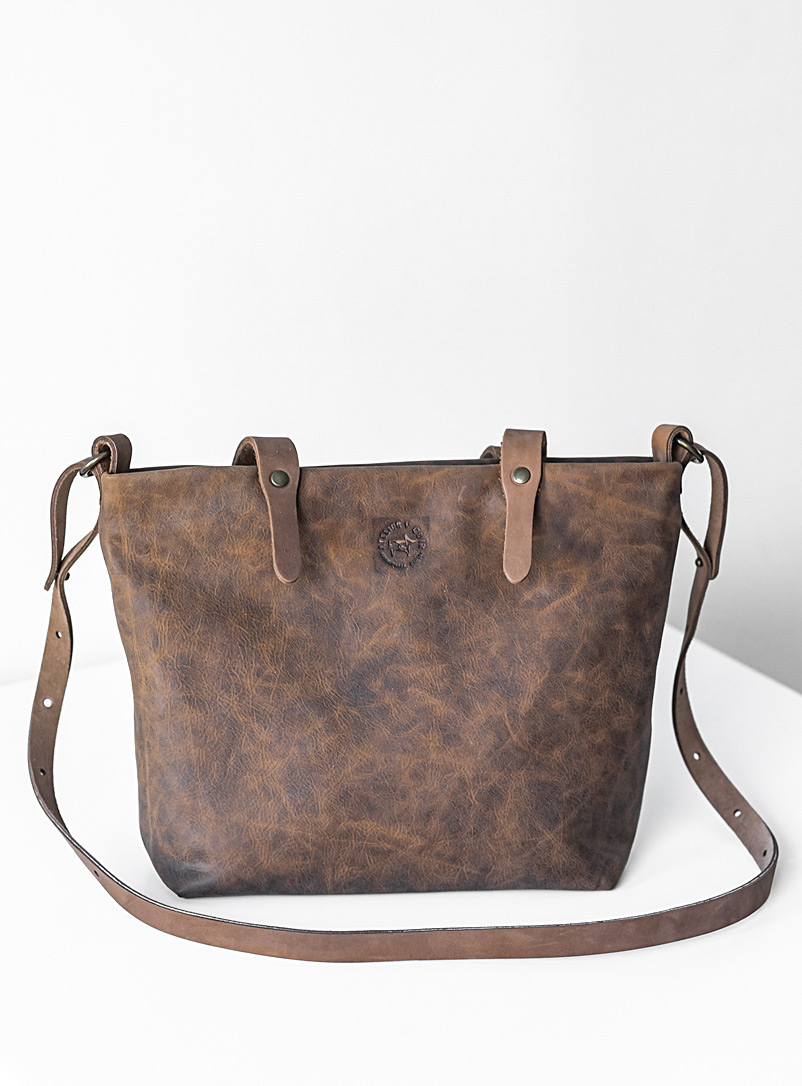Atelier V Cuir Brown Leather cross-body tote bag