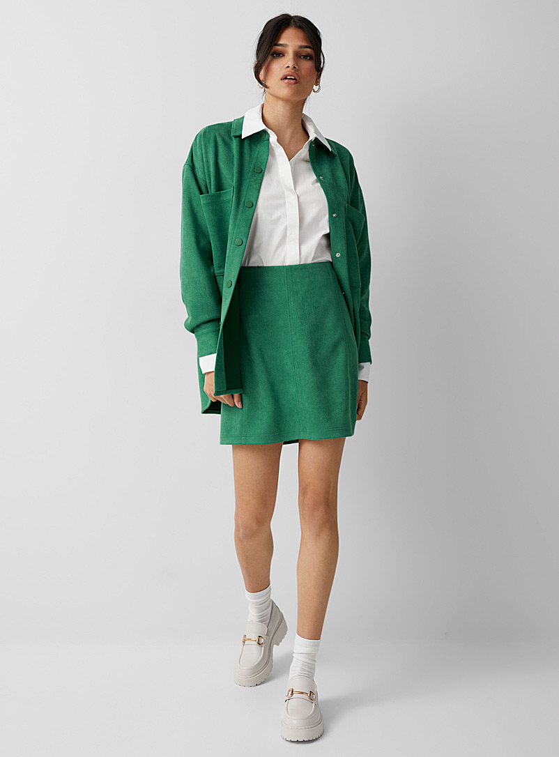 Icône Green Faux-suede miniskirt for women