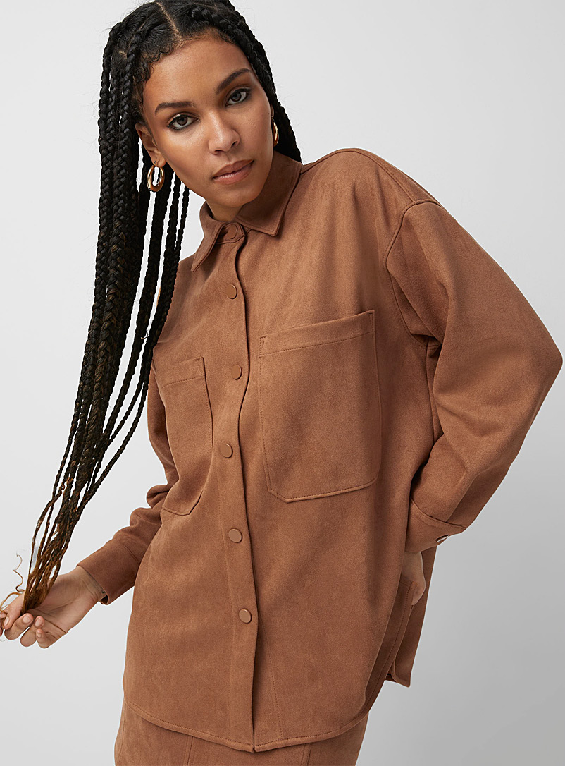 Icône Fawn Oversized faux-suede overshirt for women