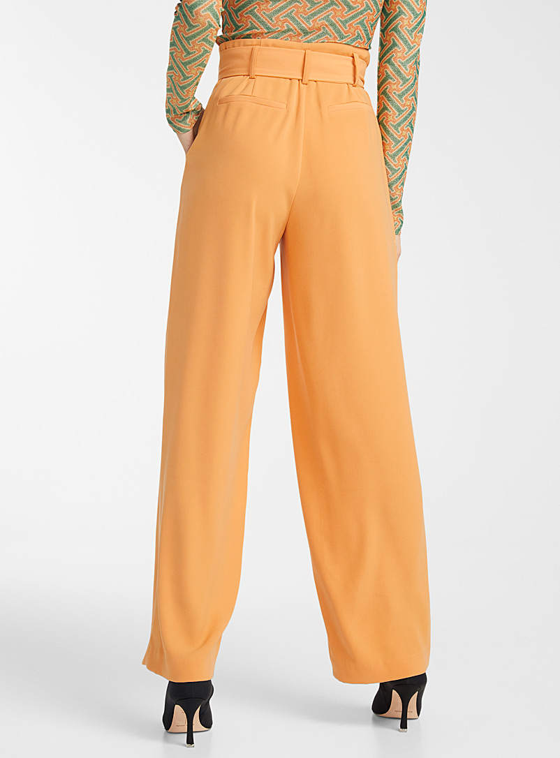 Icône Orange Belted fluid pant for women