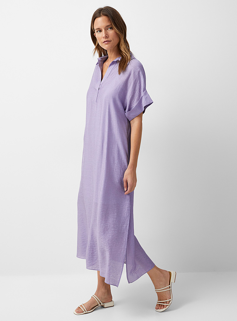 Contemporaine Lilacs Cuffed-sleeve maxi dress for women