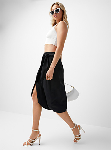 Icône Black Tied wrap skirt for women