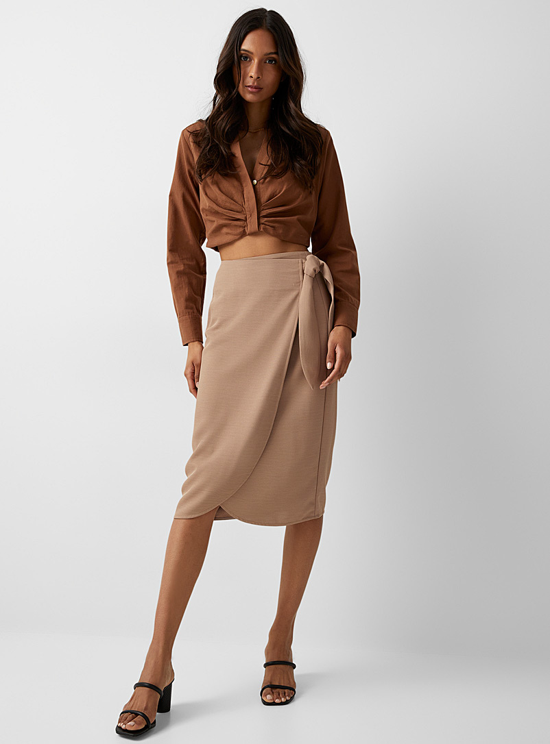 Icône Brown Tied wrap skirt for women