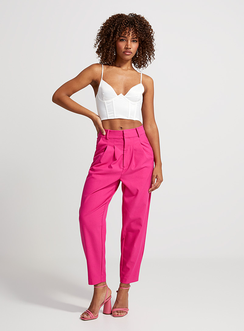 Icône Pink Pleated barrel-leg pant for women