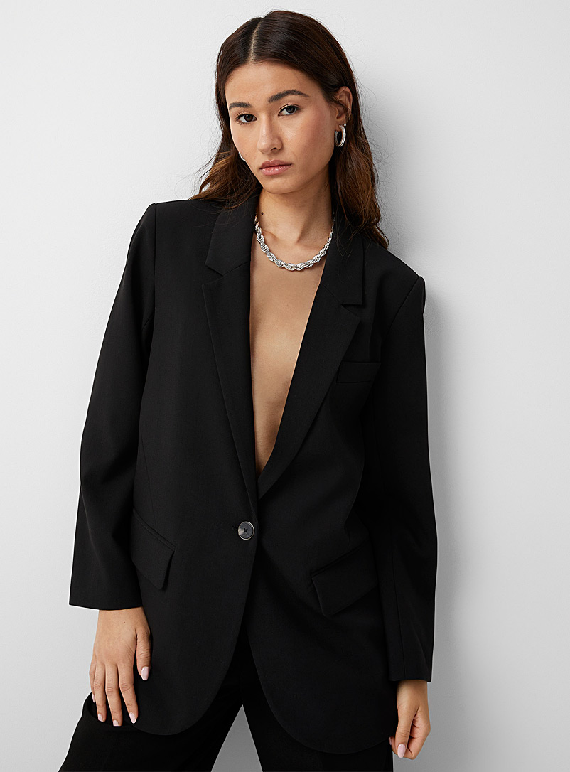 Icône Black Oversized flap-pocket blazer for women
