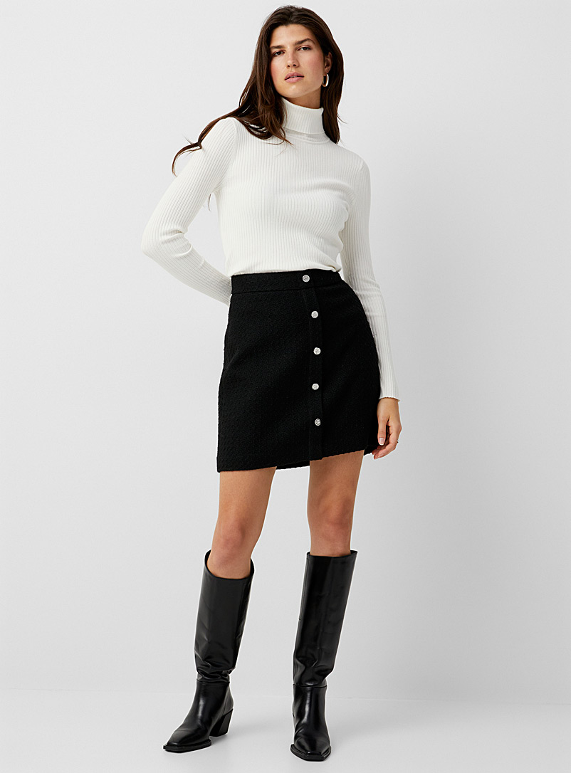 Contemporaine Black Jewel buttons tweed skirt for women