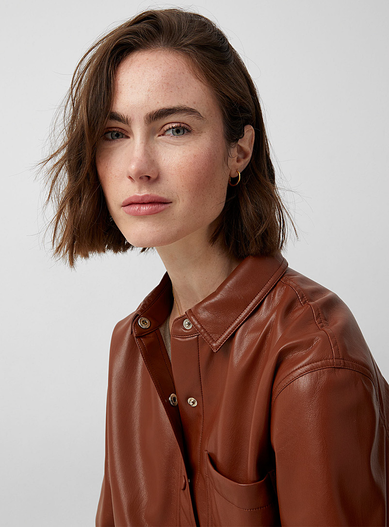 Contemporaine Copper Faux-leather long shirt for women