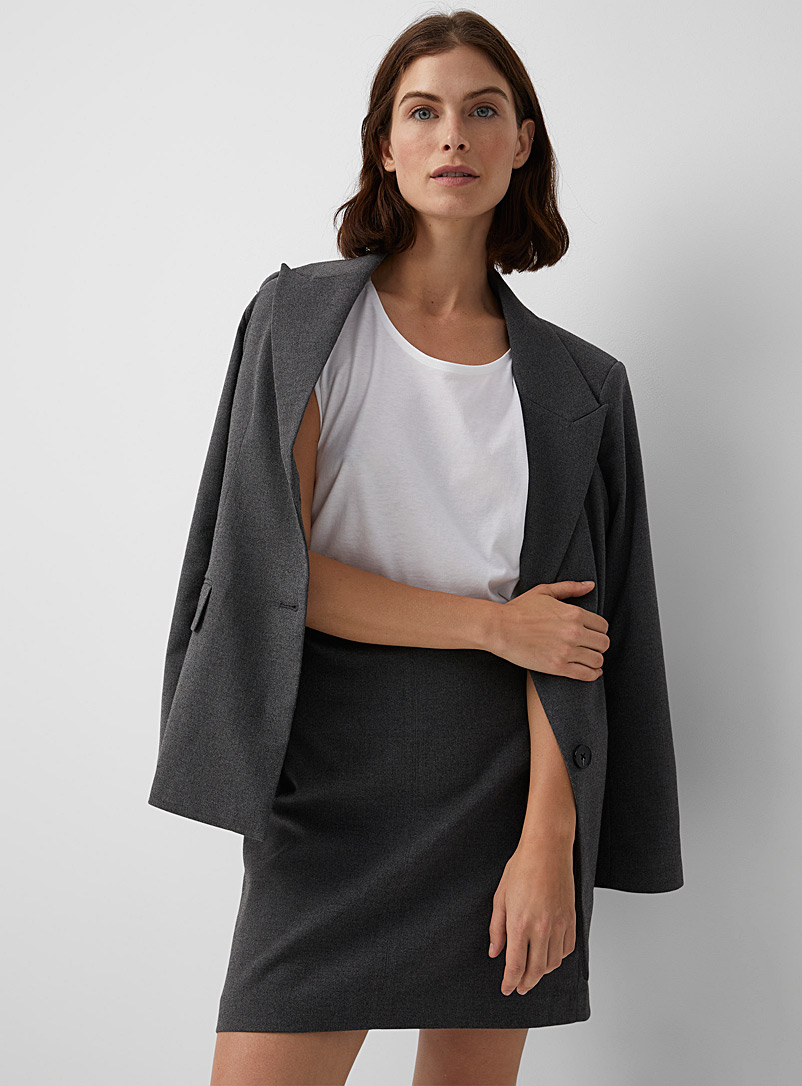 Contemporaine Dark Grey Flannel mini skirt for women