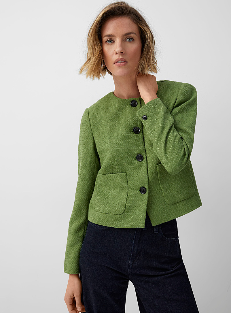 Contemporaine Green Meadow green tweed jacket for women