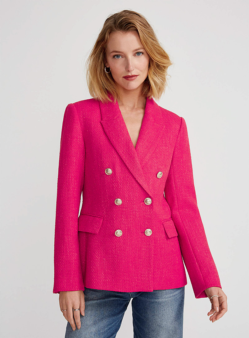 Contemporaine Medium Pink Pop tweed blazer for women