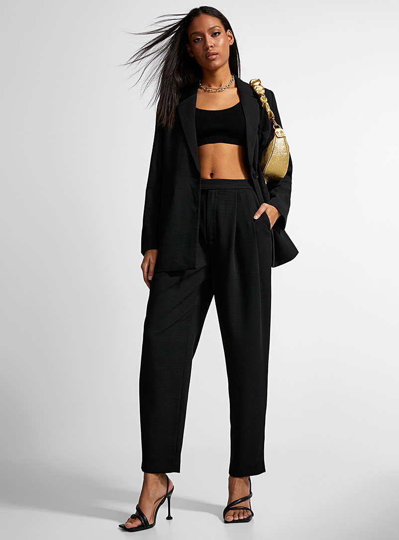 Icône Black Flat-pleated piqué pant for women