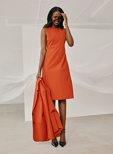 Contemporaine Orange Soft sleeveless dress for women