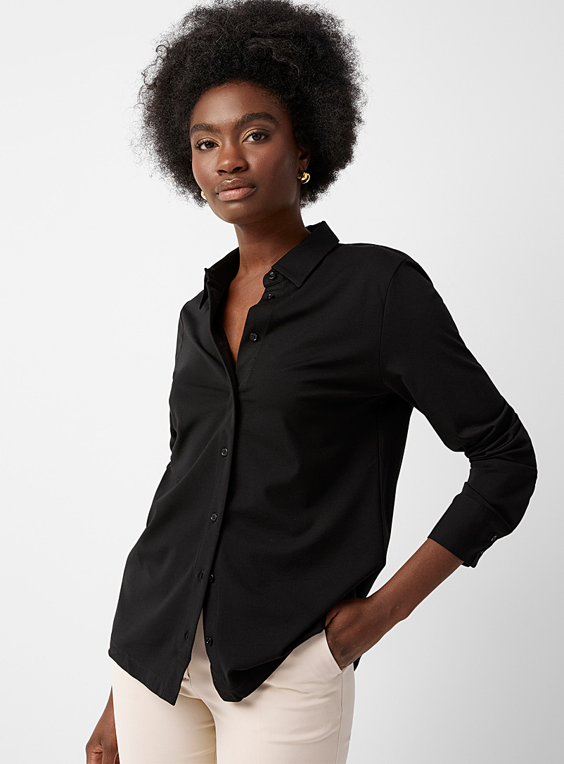 Contemporaine: La chemise jersey allongée Noir pour femme