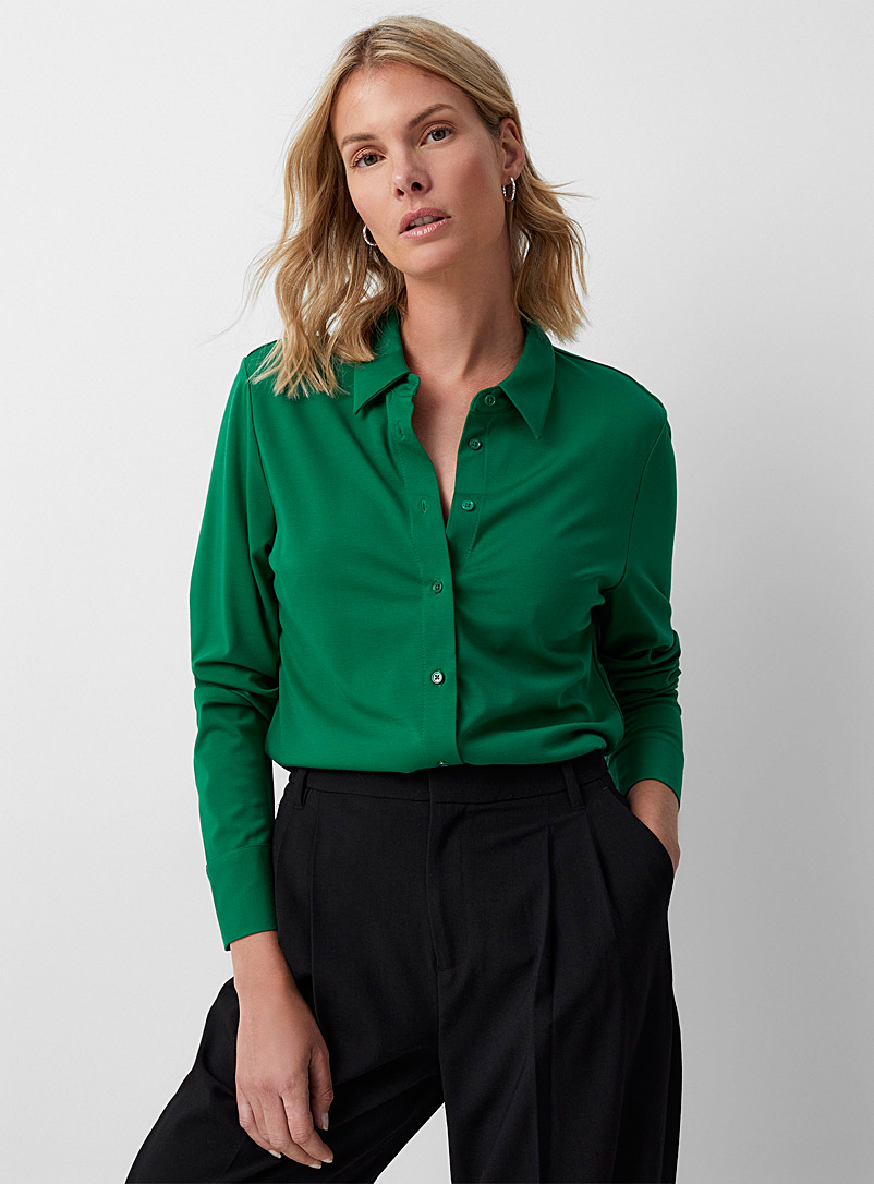 Contemporaine: La chemise jersey allongée Vert bouteille pour femme