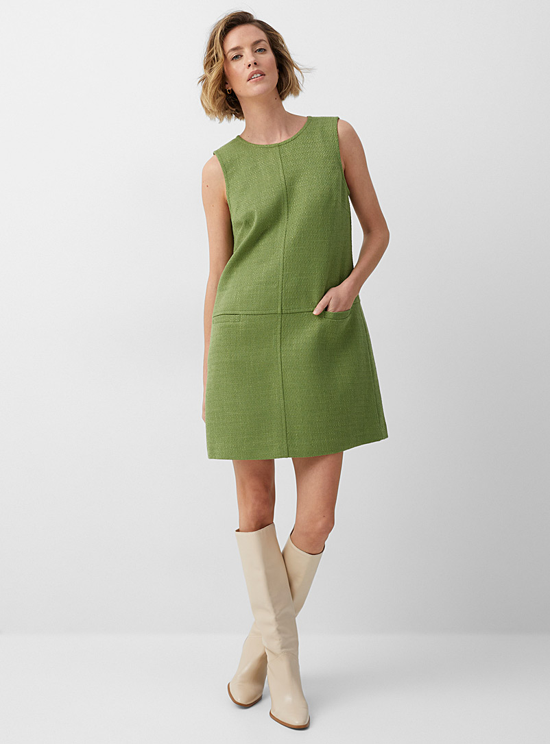 Contemporaine Green Meadow green tweed dress for women