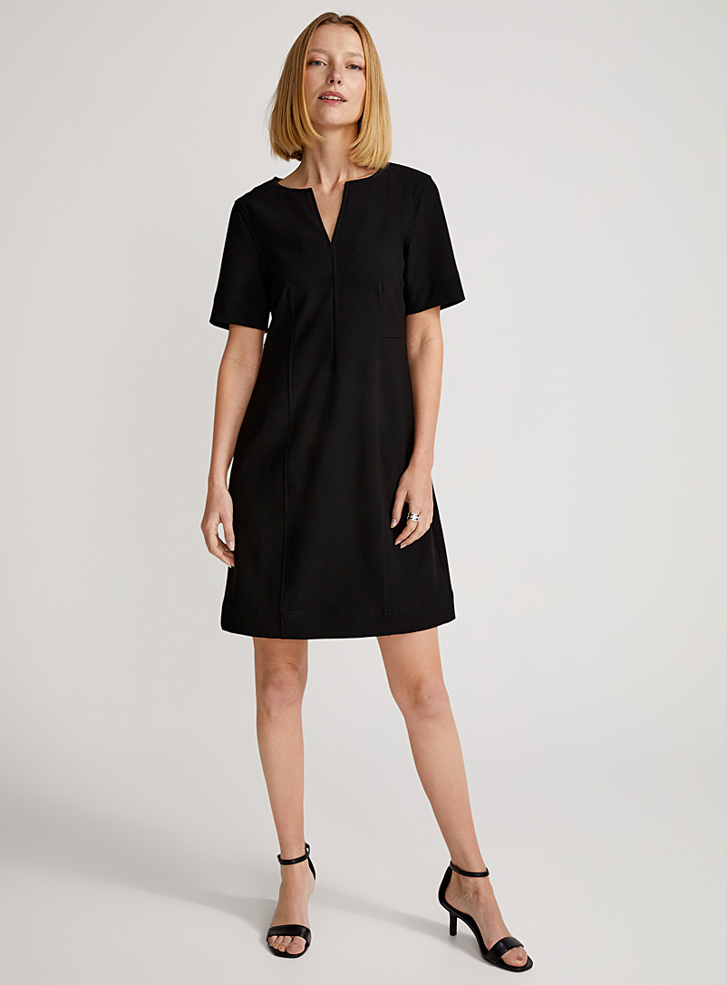 Contemporaine Black Soft split-collar dress for women