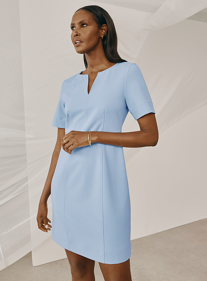 Contemporaine Baby Blue Soft split-collar dress for women