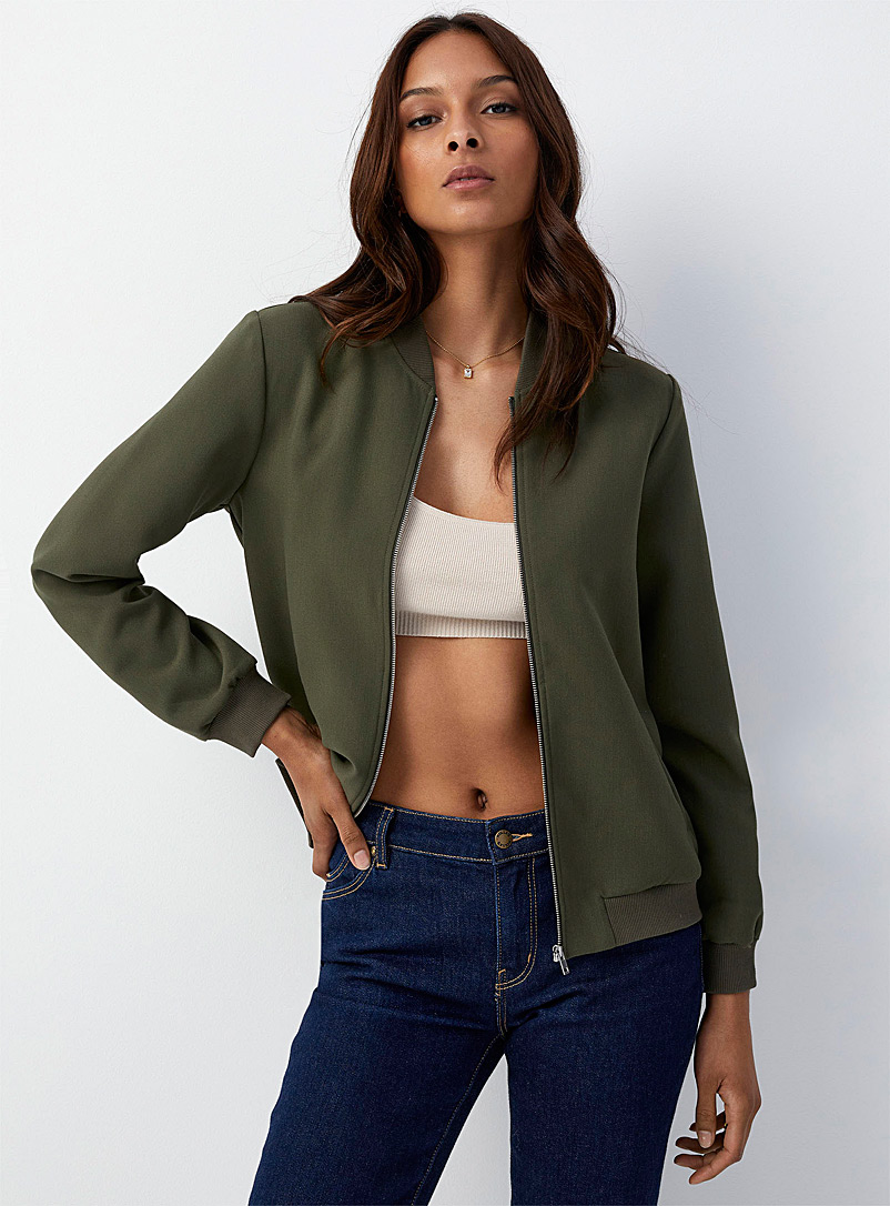 Icône Green Structured crepe bomber jacket for women