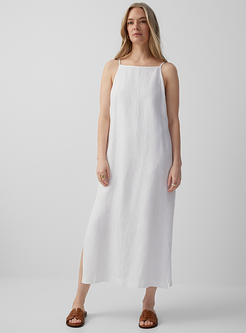 Contemporaine White Pure linen maxi dress for women