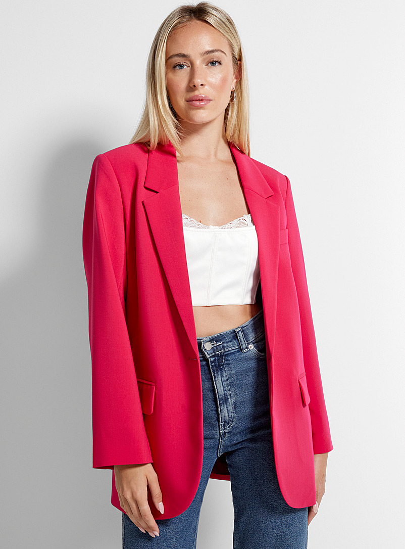 Icône Medium Pink Loose flowy crepe blazer for women