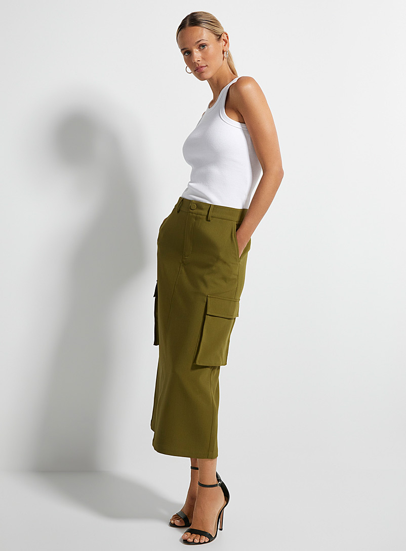 Icône Green Cargo midi skirt for women