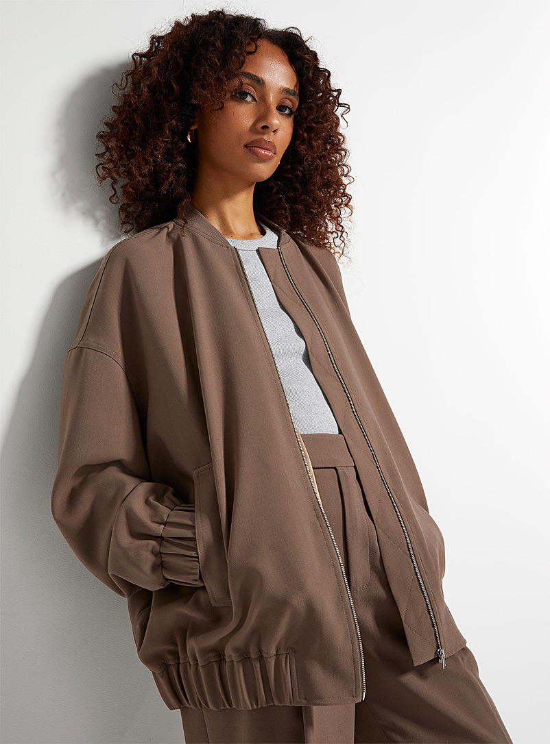 Icône Brown Oversized crepe jacket for women