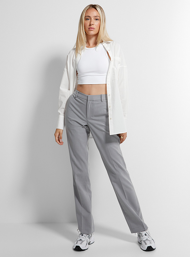 Icône Grey Touch of wool slim-leg pant for women