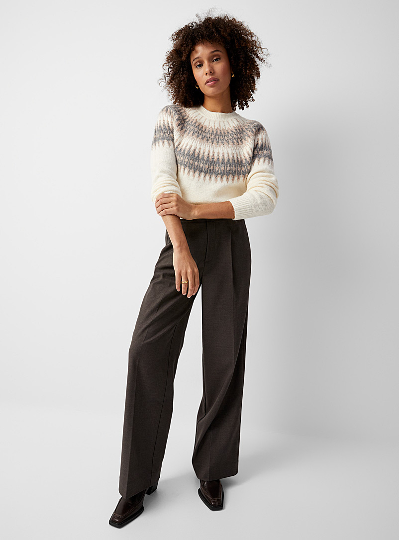 Contemporaine Taupe Touch of wool pleated wide-leg pant for women