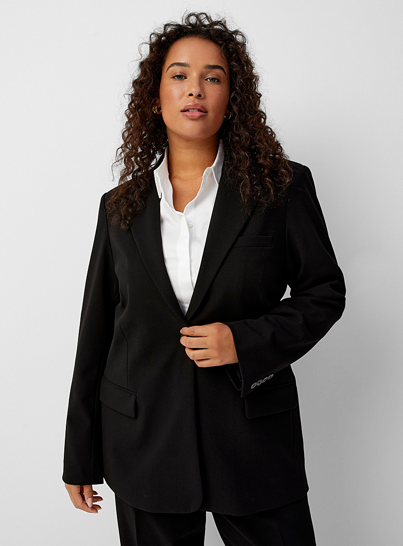 Contemporaine Black Long single-button stretch blazer for women