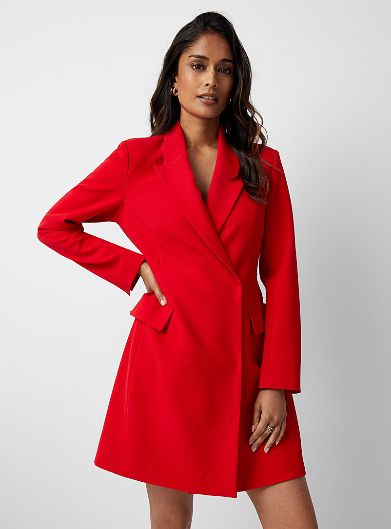 Contemporaine Red Crossover blazer dress for women