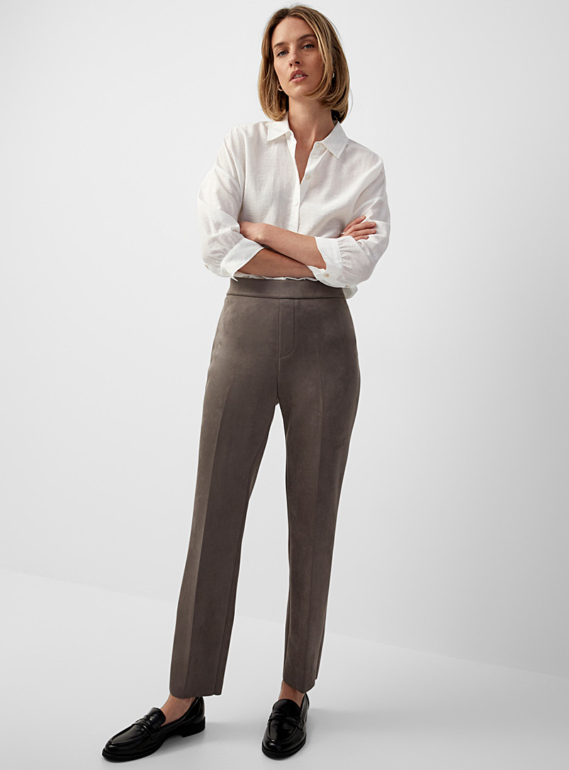 Contemporaine Grey Faux-suede legging for women