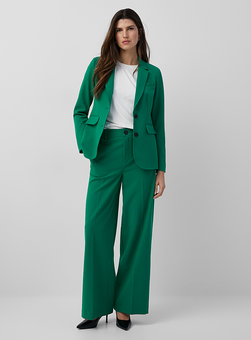 Contemporaine: Le pantalon large extensible taille haute Vert irlandais - Émeraude pour femme