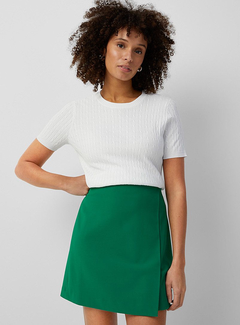 Contemporaine Kelly Green Stretch crossover miniskirt for women