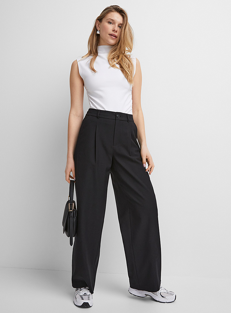 Icône Black Touch of wool wide-leg pant for women