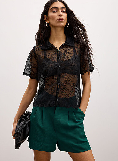 Pleated piqu&eacute; short