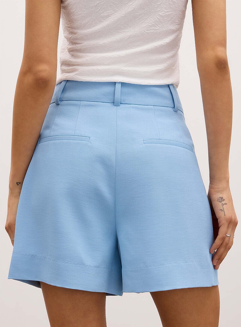 Ic&ocirc;ne Bottle green Pleated piqu&eacute; short for women