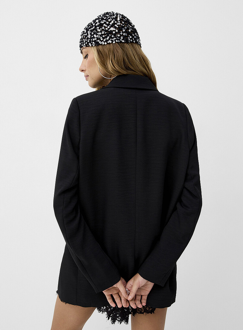 Ic&ocirc;ne Light Brown Oversized single-button piqu&eacute; blazer for women