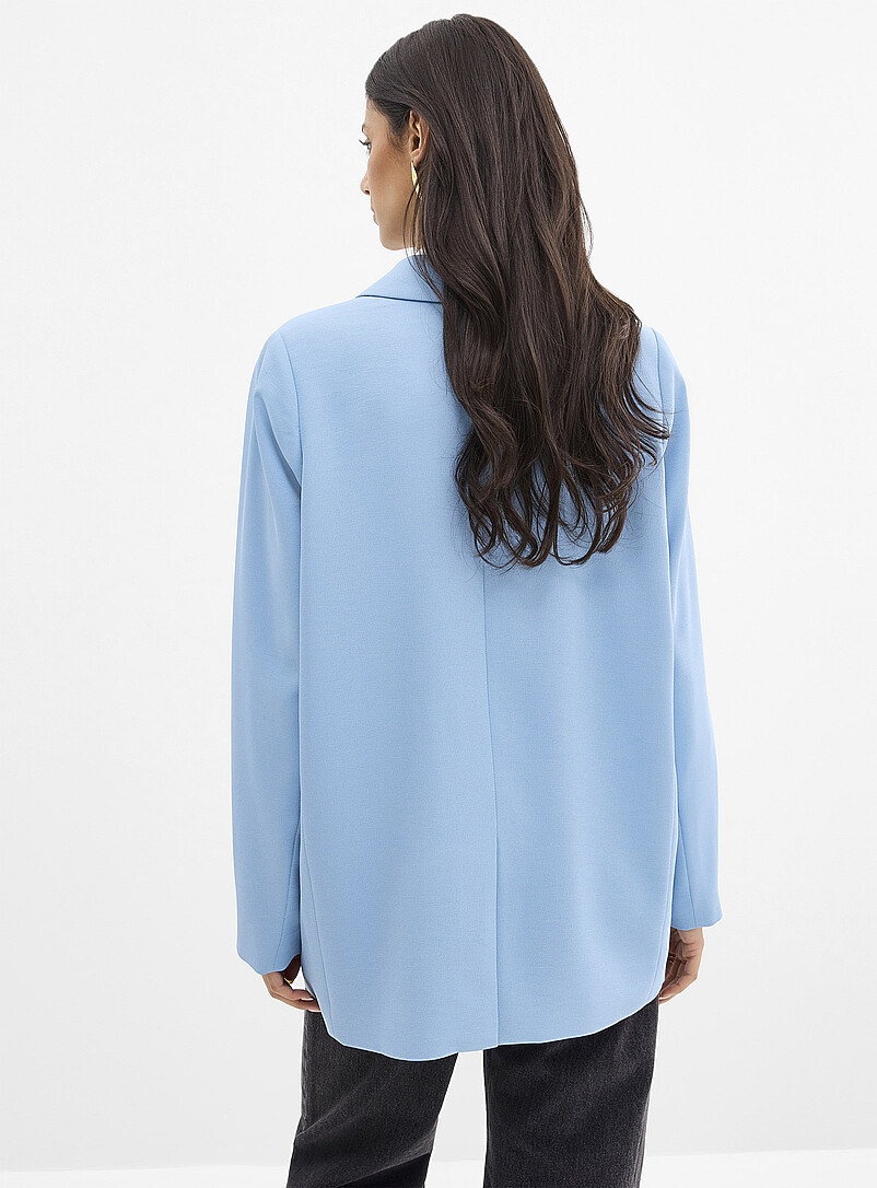 Ic&ocirc;ne Light Brown Oversized single-button piqu&eacute; blazer for women