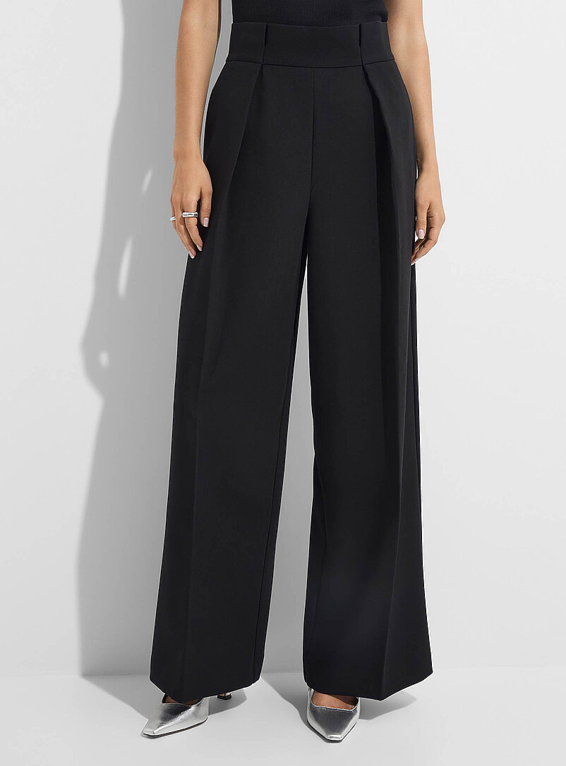 Ic&ocirc;ne: Le pantalon ultralarge taille plis cousus Noir pour femme