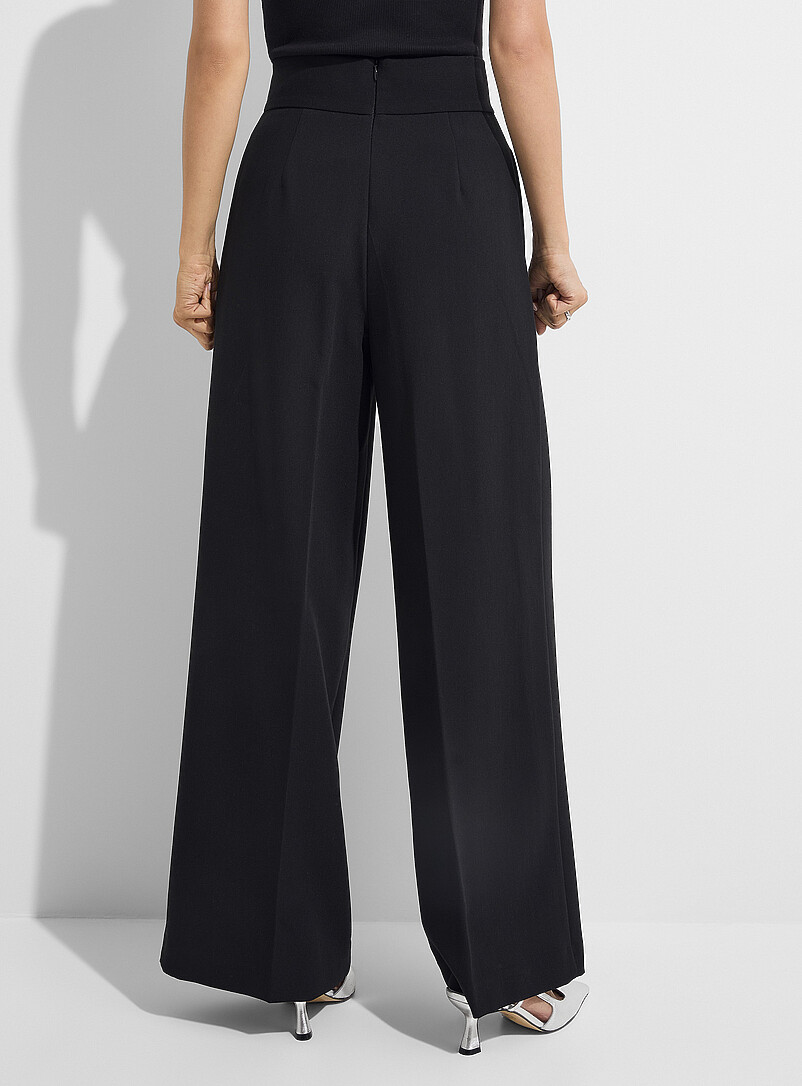 Ic&ocirc;ne: Le pantalon ultralarge taille plis cousus Noir pour femme