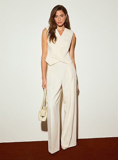 Sewn-pleat waist ultra-wide pant