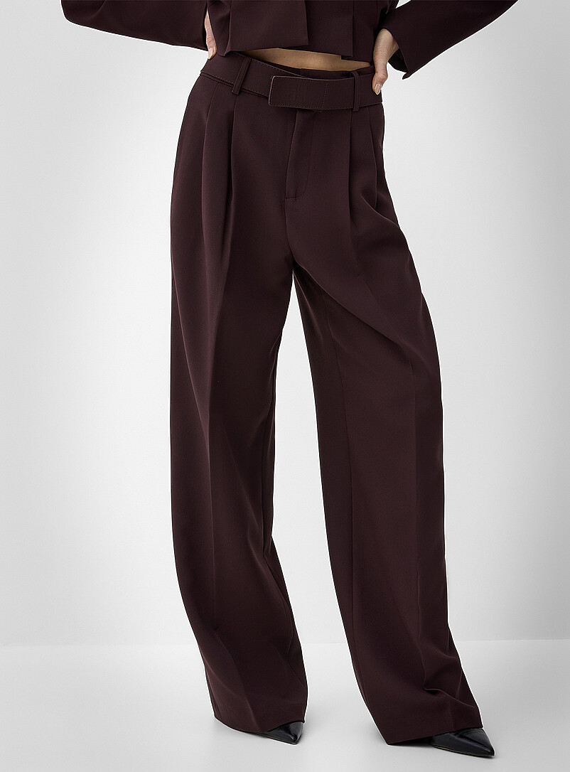 Ic&ocirc;ne: Le pantalon large &agrave; plis ceinture logo relief Noir pour femme