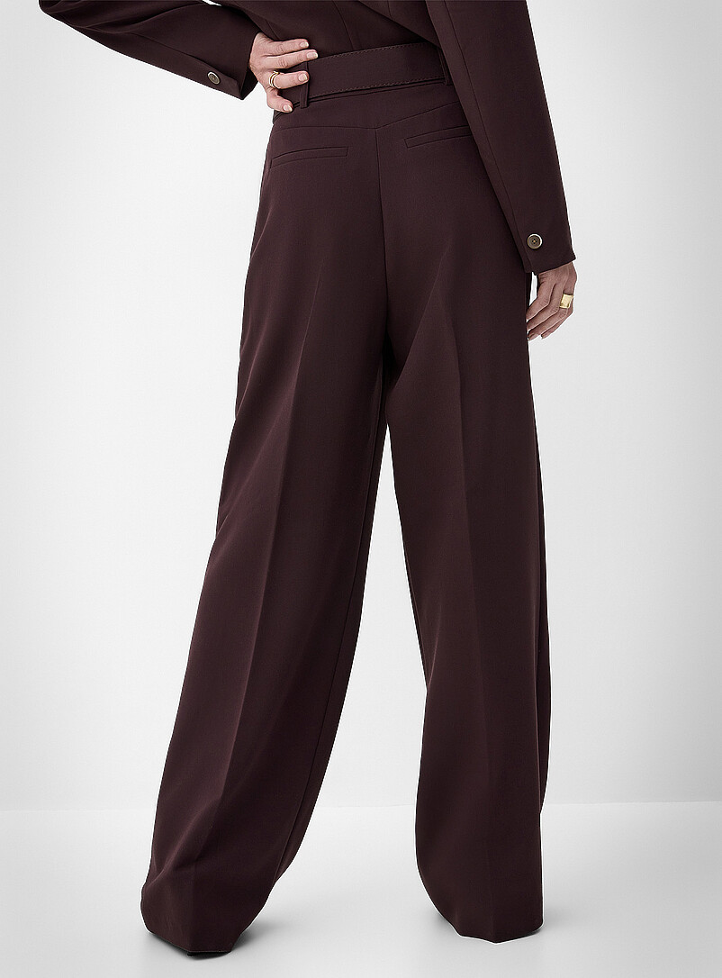 Ic&ocirc;ne: Le pantalon large &agrave; plis ceinture logo relief Noir pour femme