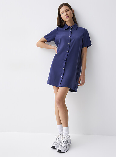 Twik: La robe chemise boutons perl&eacute;s Noir pour femme